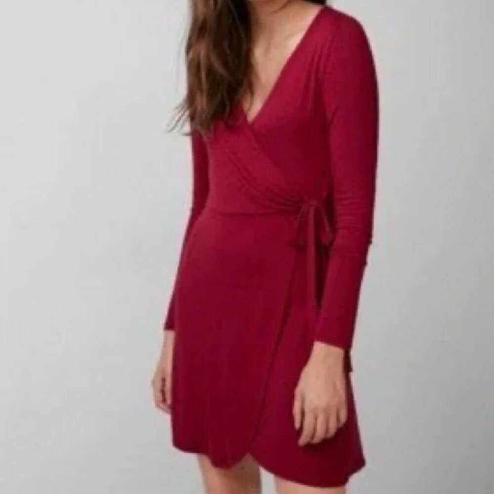 NWT Express Red Wrap Dress Long Sleeve
